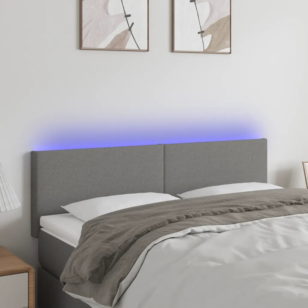 Testiera | Testata a LED Grigio Scuro 144x5x78/88 cm in Tessuto