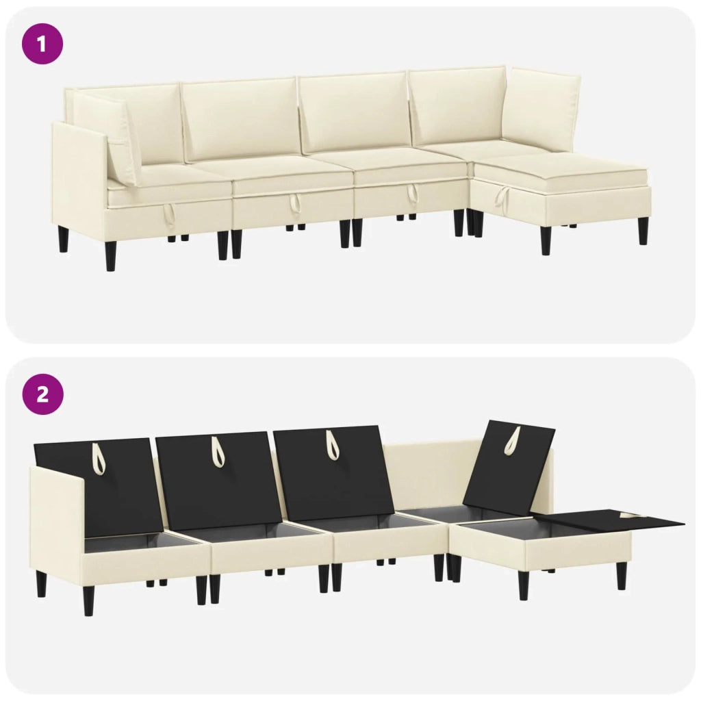 Set di mobili per il soggiorno 5 pcs Crema Tessuto 3413781