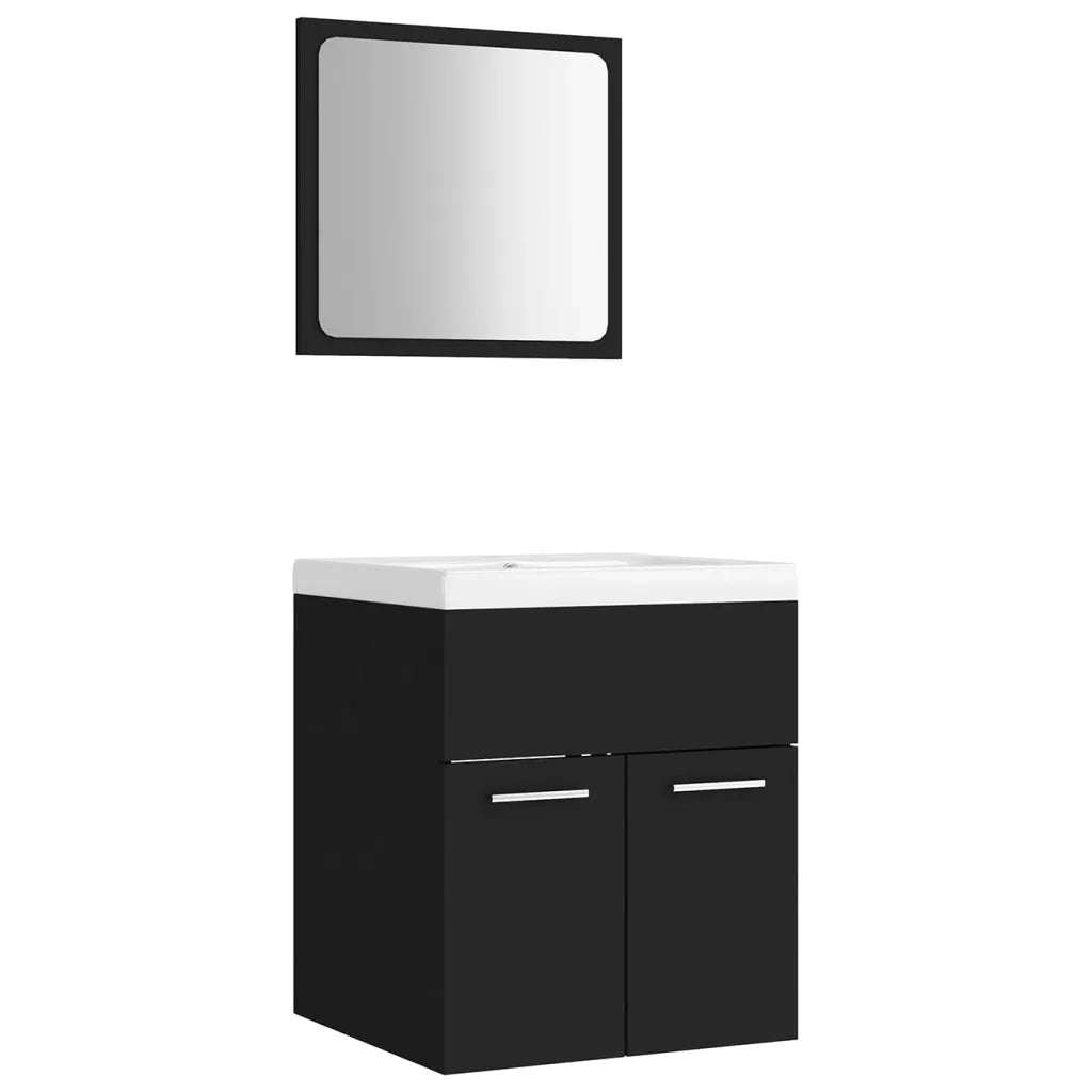 Set Mobili da Bagno | Armadio da bagno Nero in Truciolato