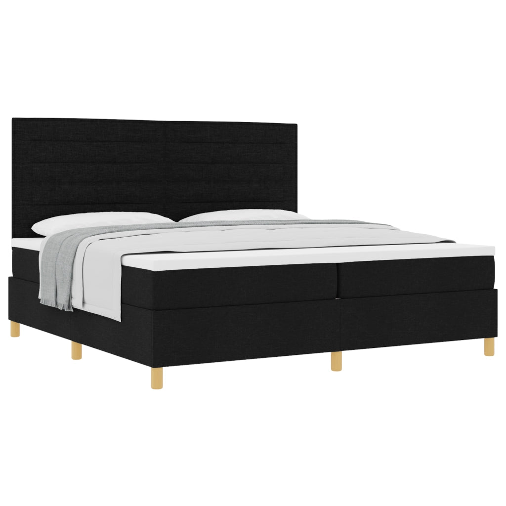 Letto Box Spring con Materasso Nero 200x200 cm Tessuto