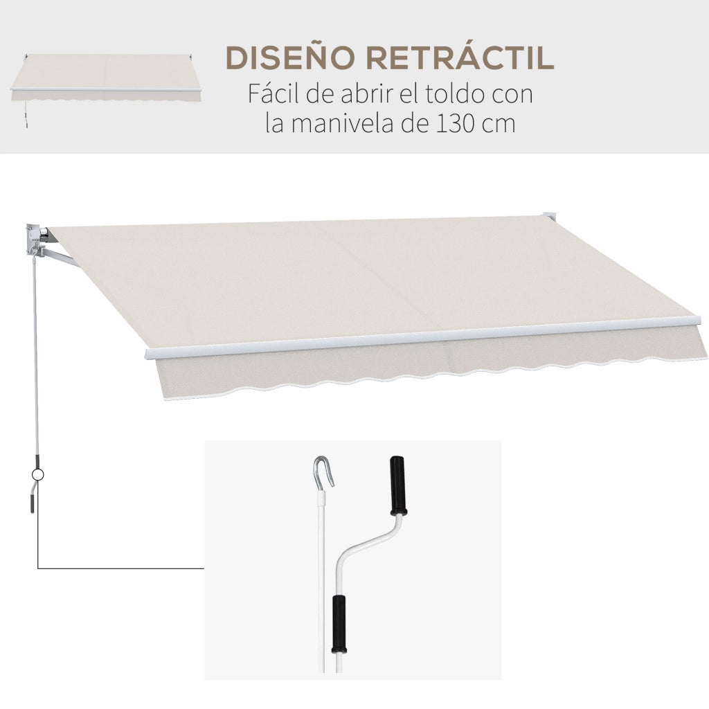 Toldo da Parete Manuale ¨C Aluminio e Poliestere UV50+ ¨C Bianco Crema 200x295 cm