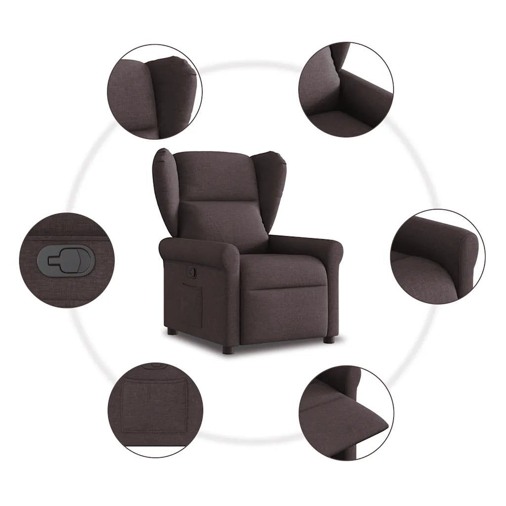 Divano Sedia-Poltrona Reclinabile Marrone Scuro in Tessuto 577098