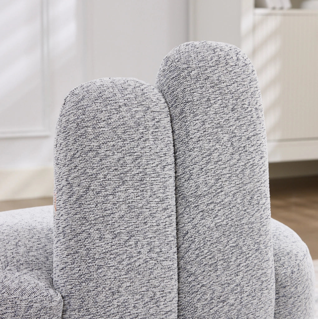 Pouf poggiapiedi a forma di coniglio in tessuto morbido; antique grey white