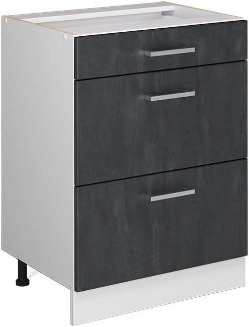 Frontale cucina R-Line, Calcestruzzo nero, 59.6 x 71.3 cm frontale del mobile per mobile base con cassetti