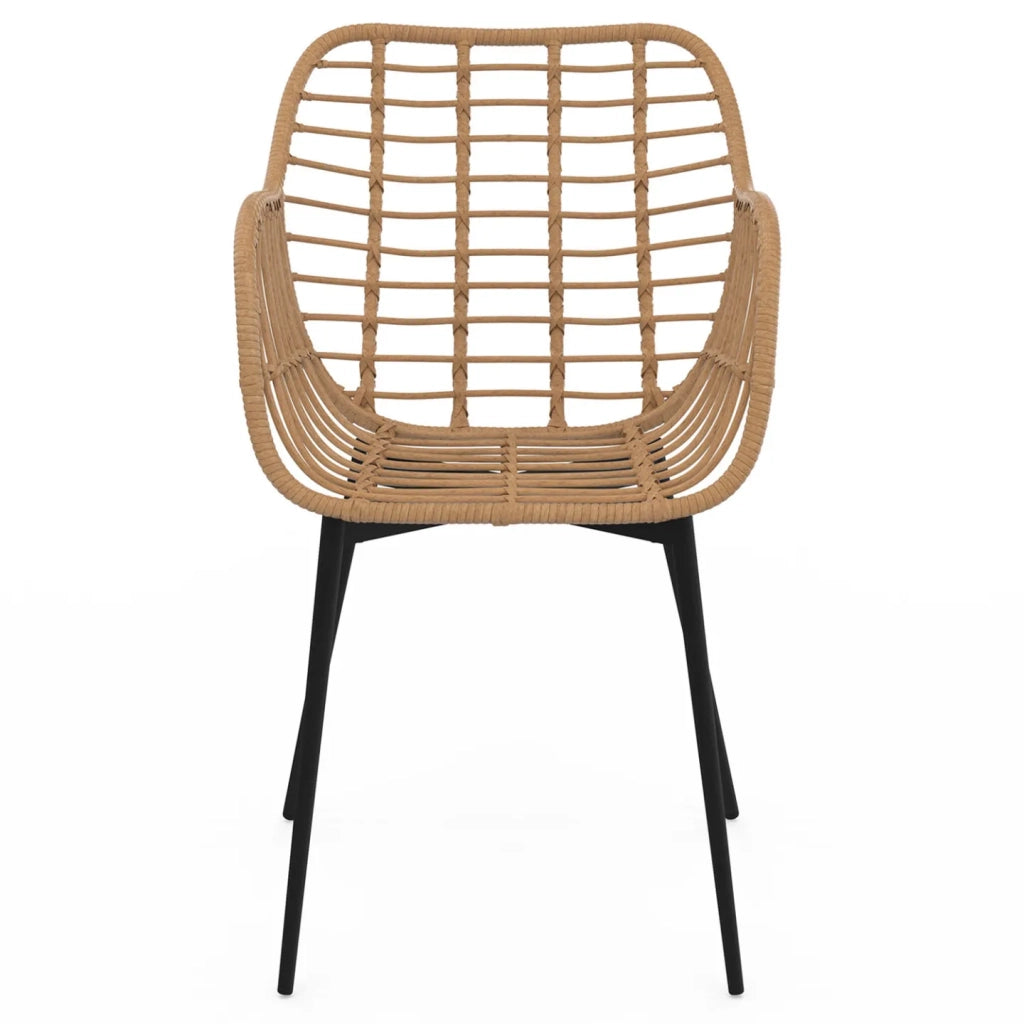IDMarket - Set di 2 sedie da pranzo SUMMER in rattan con gambe in metallo nero