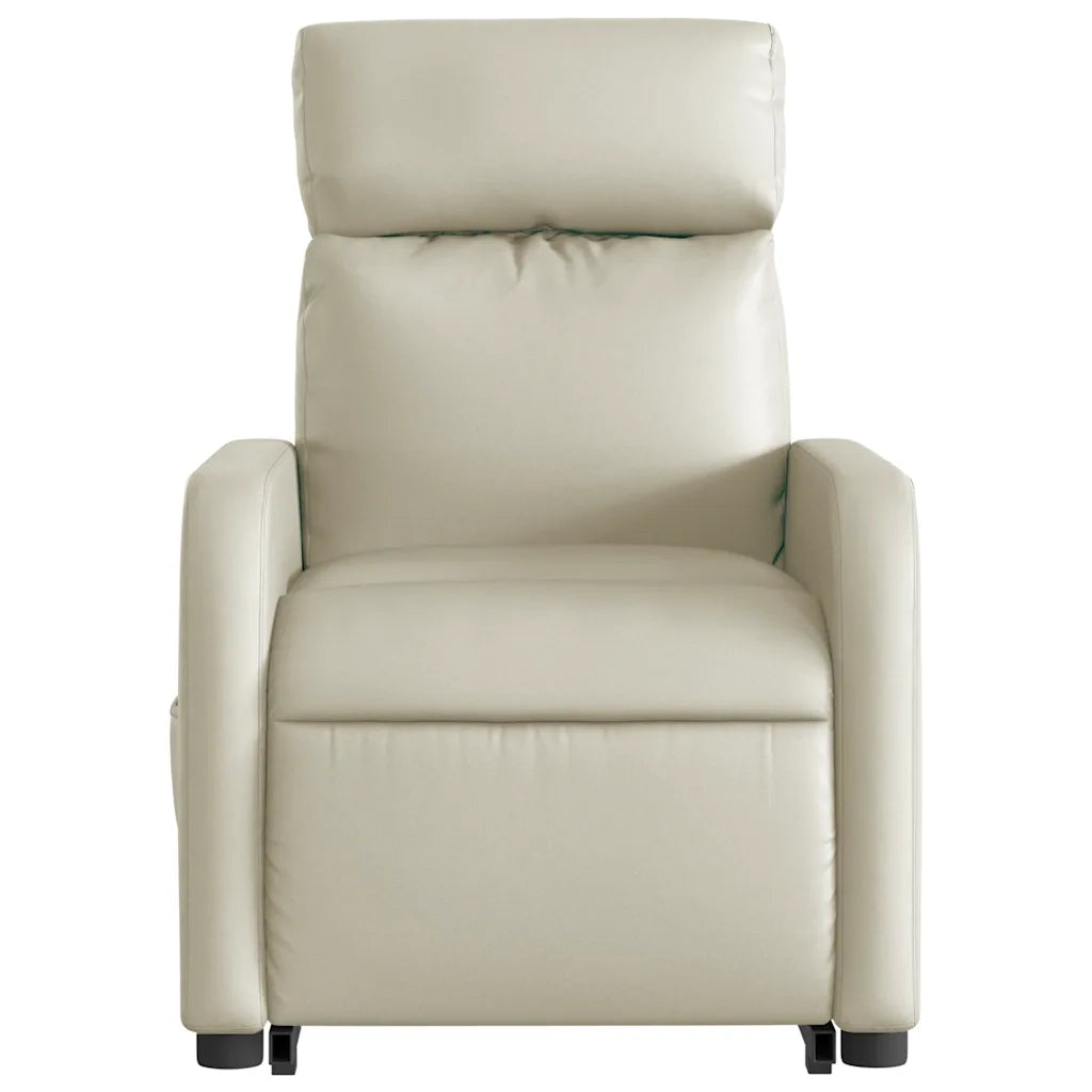 Poltrona Alzapersona Elettrica Reclinabile Crema in Similpelle 3206771
