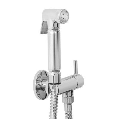 Set doccetta igienica cromata in ottone con pulsante shut-off e rubinetto