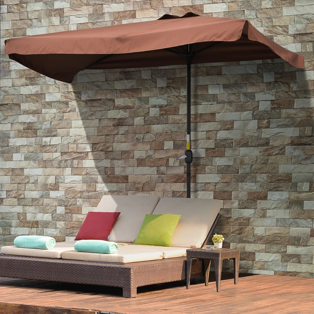 Parasole da balcone 5 aste metallo ¨C zephmum ¨C marrone 230x130x249 cm