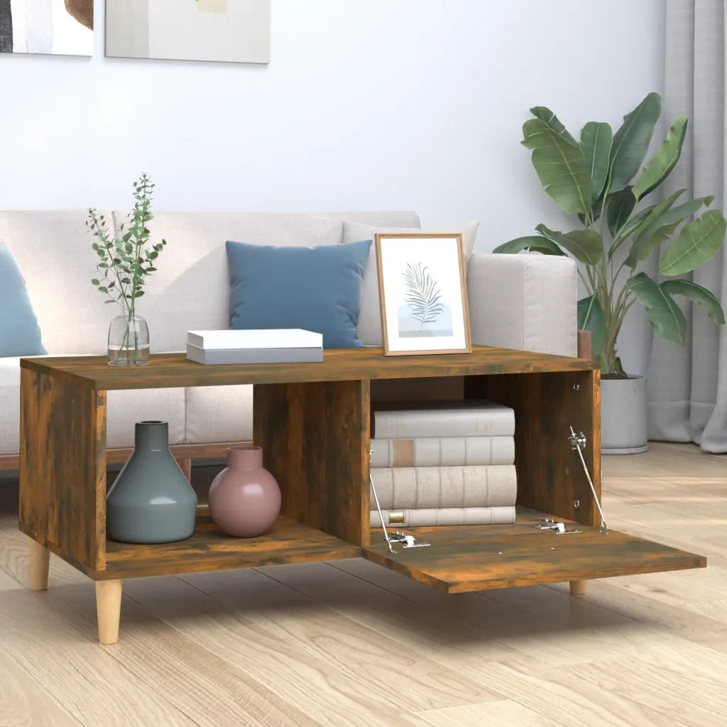 Tavolino da Salotto Rovere Fumo 89,5x50x40 cm Legno Multistrato 817513