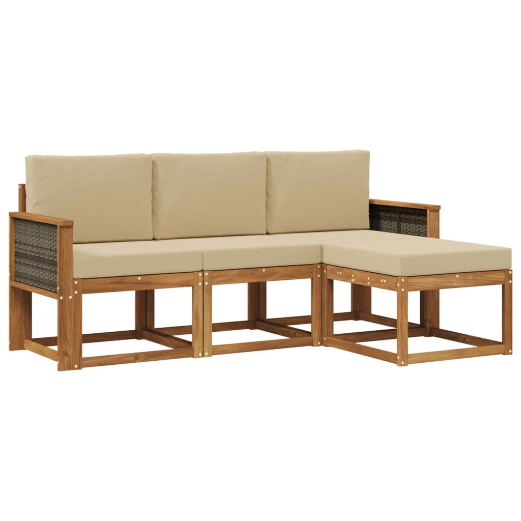 Set di divani da esterno con cuscino 4 pcs Naturale 3385109
