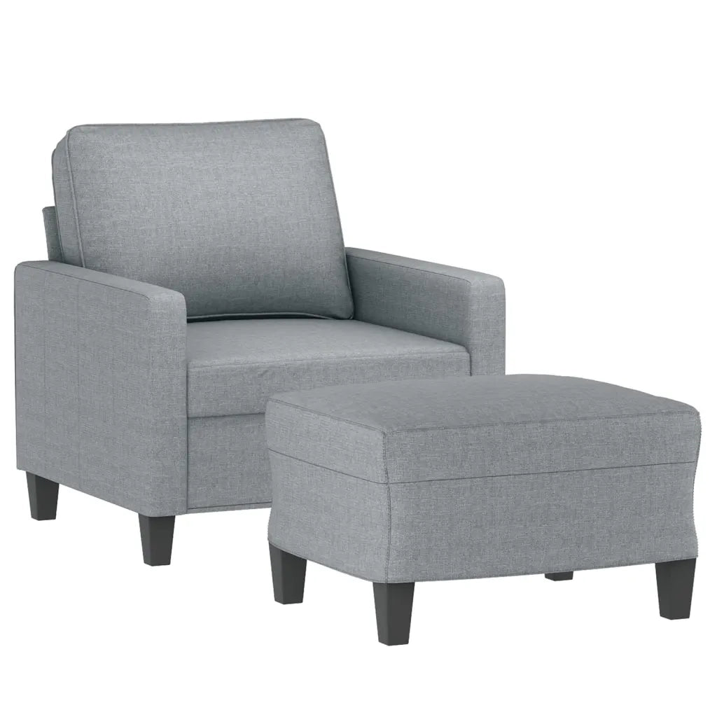 Poltrona con Poggiapiedi Grigio Chiaro 60 cm in Tessuto