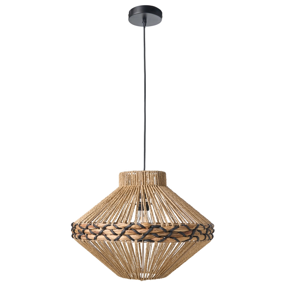 Lampada a sospensione Corda di carta naturale Plafoniera con paralume intrecciato Sala da pranzo Soggiorno Stile Boho