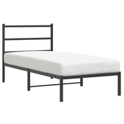 Letto singolo | Letto per adulti | Giroletto con Testiera in Metallo Nero 90x200 cm
