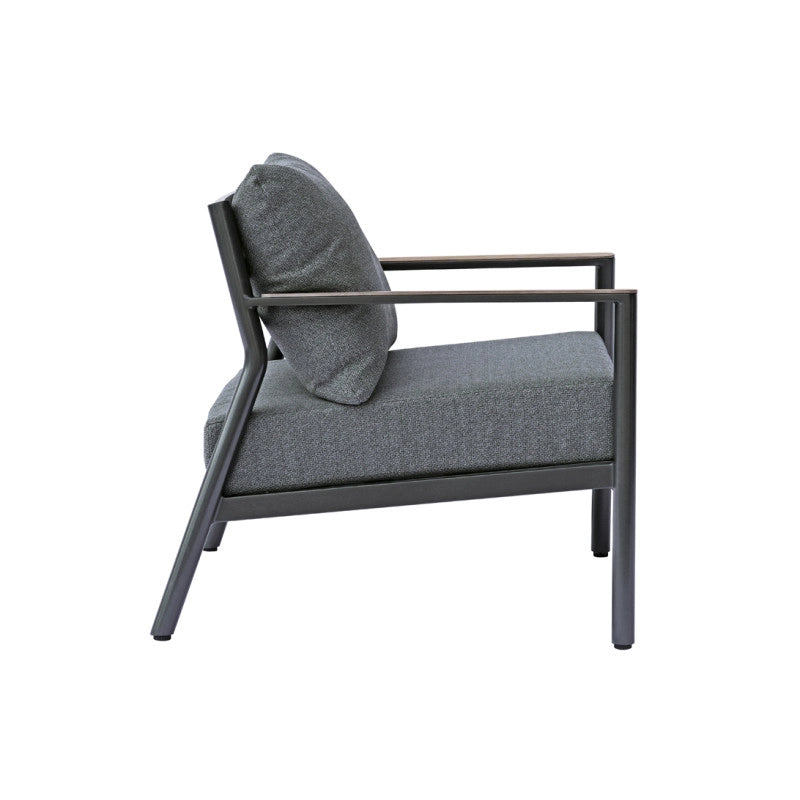 Salotto Cadice Alluminio Antracite Bracciolo Effetto Legno Moia