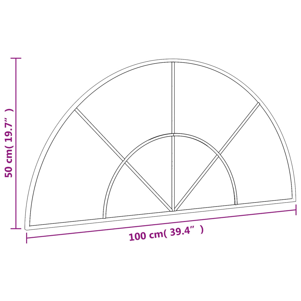 Specchio da Parete Nero 100x50 cm Arco in Ferro 358652