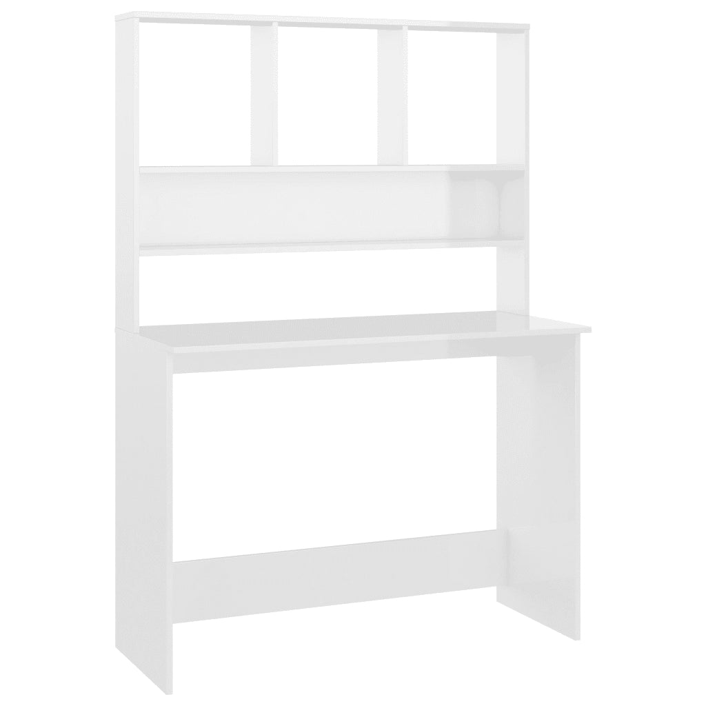 Scrivania Mensole Bianco Lucido 110x45x157 cm Legno Multistrato 800393