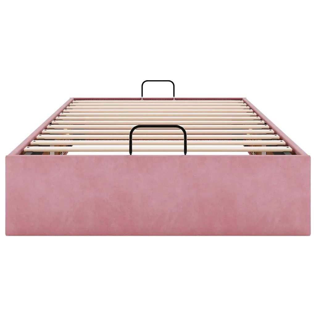 Struttura Letto Pouf Senza Materasso Rosa 90x190 cm Velluto