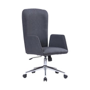 Sedia da ufficio Petrarca, Poltrona presidenziale con braccioli, Sedia ergonomica direzionale da ufficio, 55x56h98/105 cm, Grigio