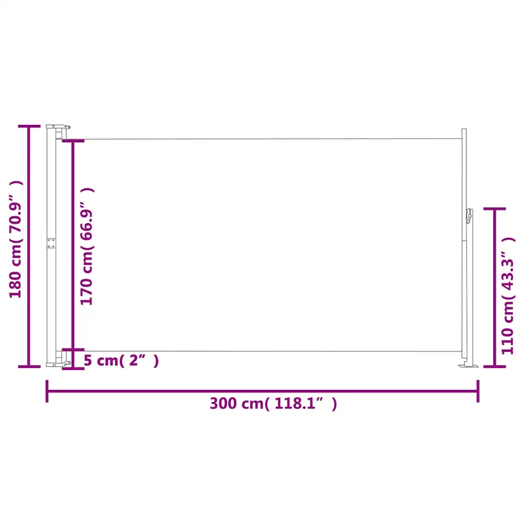 Tenda Laterale Retrattile per Patio 180x314 cm Nera 313399
