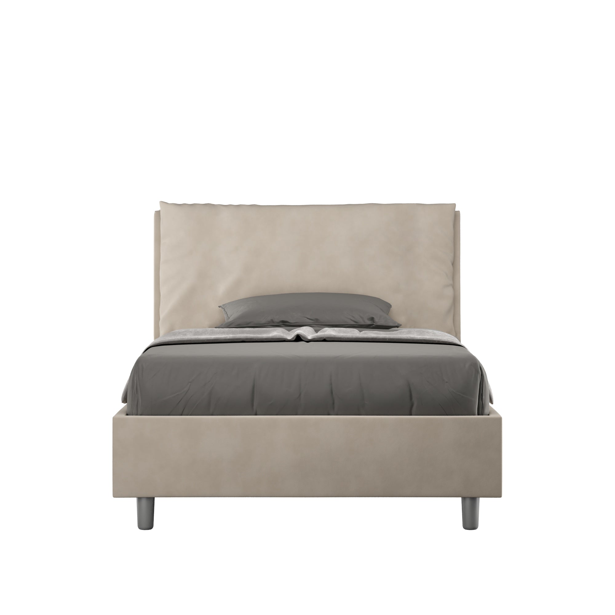 Letto 1 Piazza E Mezzo 120x210 cm Senza Rete Imbottito in Microfibra Antea Large Sabbia