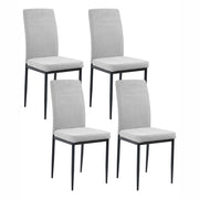 Set di 4 sedie da pranzo in tessuto, rivestimento grigio gambe in ferro nero senza braccioli per sala da pranzo