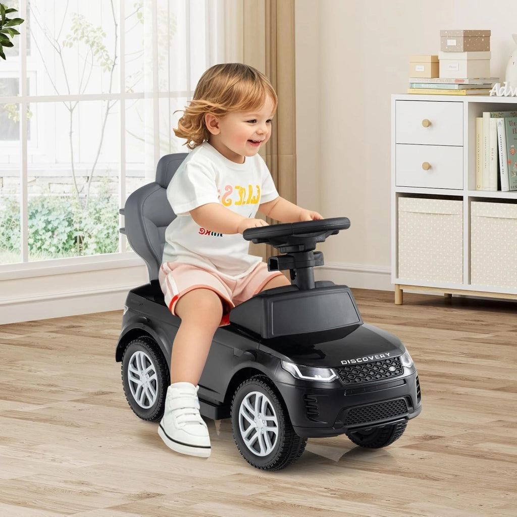 3 in 1 Auto a Spinta, Macchinina a Pedale con Manico Removibile e Paracolpi, Clacson e Suodo di Avvio, Macchina Cavalcabile per Bambini 18-36 Mesi (Nero)