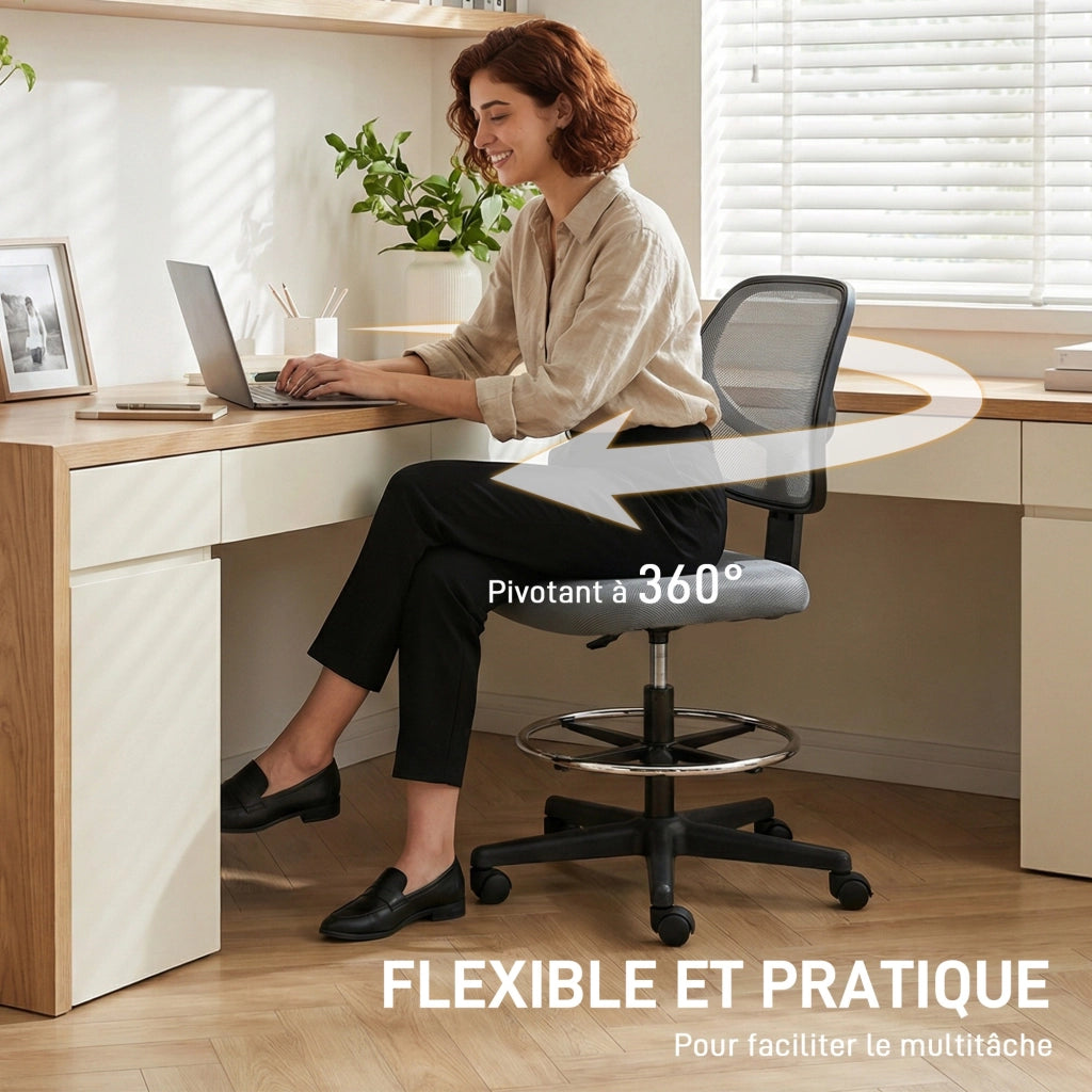 Poltrona da ufficio ergonomica con poggiapiedi ¨C zephmum ¨C grigio scuro
