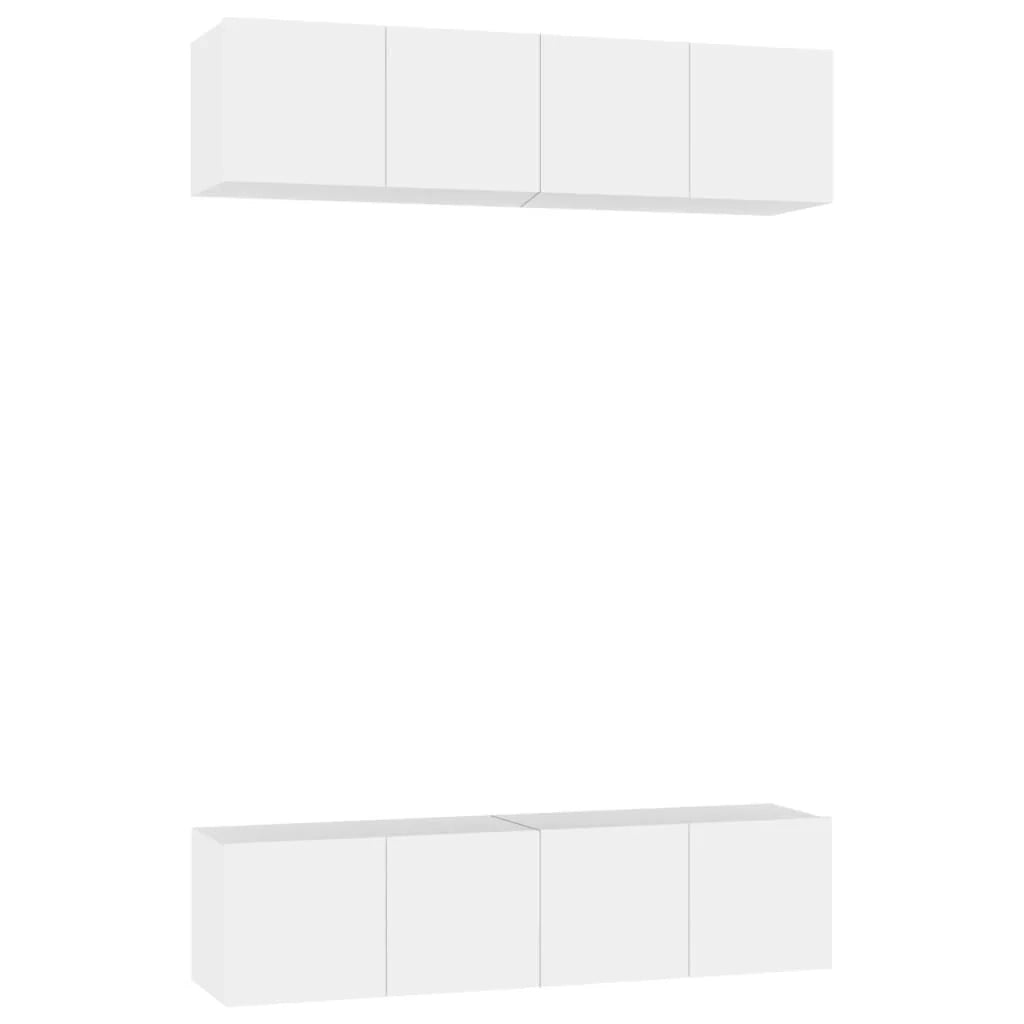 Mobile TV multimediale scaffale TV credenza mobile TV sala da pranzo soggiorno camera da letto 4 pezzi 60 x 30 x 30 cm truciolato bianco 02_0028710