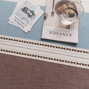 Tavolo quadrato, asciugabile, cotone, lino, tovagliato, stile rurale, 140 x 220 cm, con pennelli, per uso domestico, cucina, decorazione da tavola