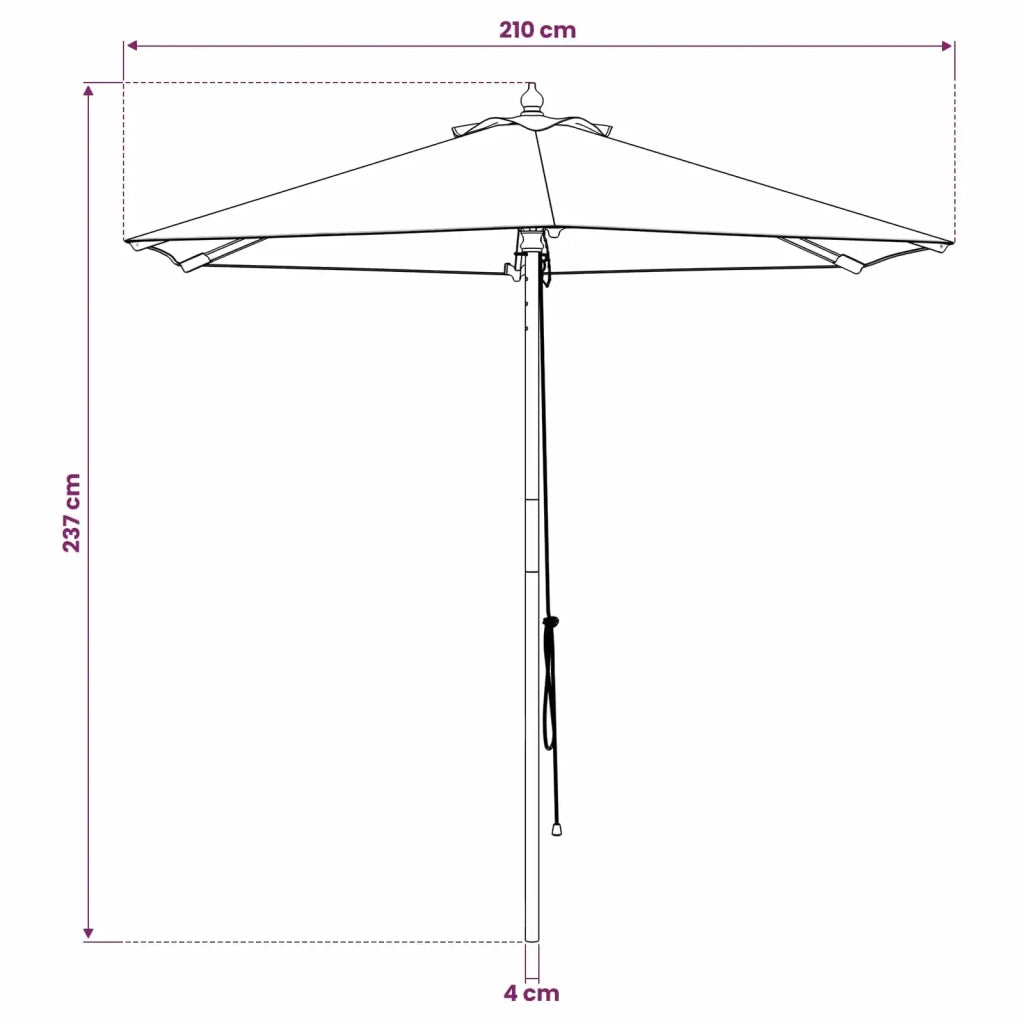 Ombrello da giardino Ø 210 x 237 cm Legno di Eucalipto Massello 42041403