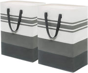 Set di 2 contenitori da lavanderia da 75 litri, grande contenitore da lavanderia, contenitore di stoccaggio, contenitori da lavanderia, contenitore da lavanderia pieghevole per bagno, soggiorno, 43 x 60 cm, grigio