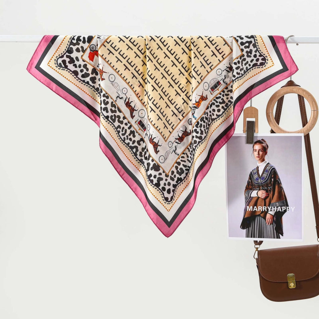 Sciarpa quadrata in seta con stampa leopardata in stile street europeo e americano, sciarpa da collo classica, versatile e professionale da donna.