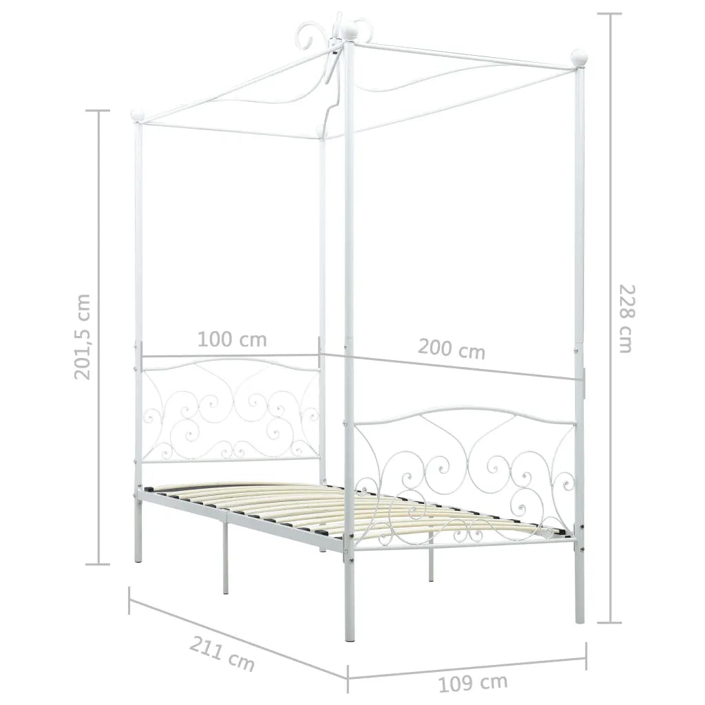 Letto a Baldacchino Bianco in Metallo 100x200 cm cod mxl 62138