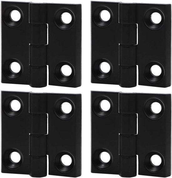 Quattro pezzi di cardini di porta in alluminio nero 40 x 40 mm - Cardini di porta fissa
