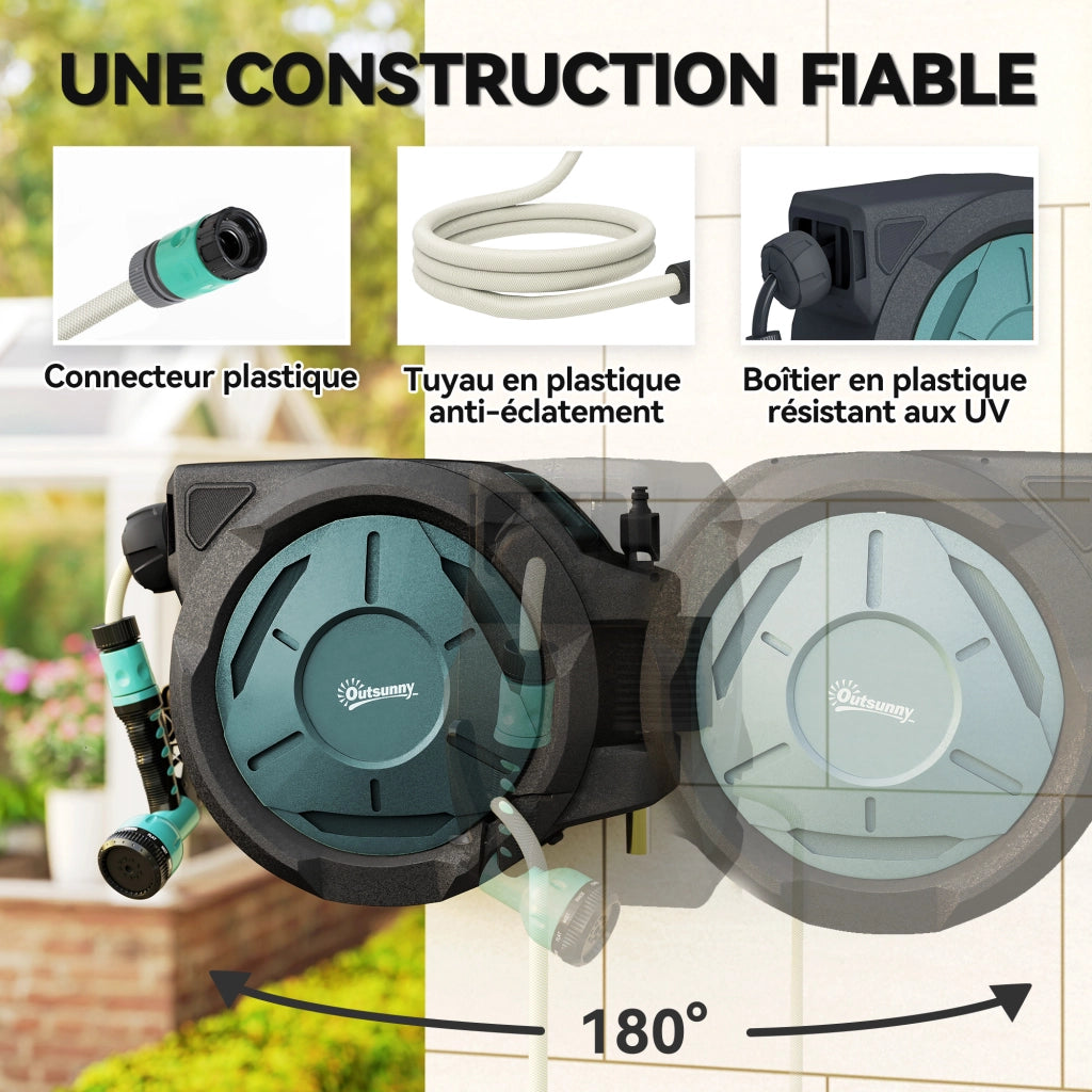 Supporto Muro per Tubo Irrigazione Retrattile 25m ¨C zephmum ¨C Verde 15mm