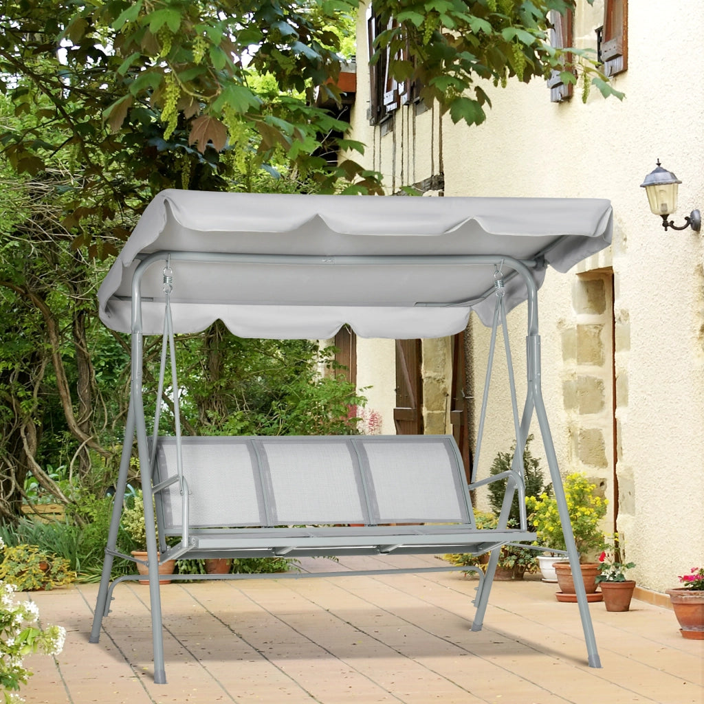 Dondolo da giardino 3 posti con tettoia regolabile ¨C Xylo ¨C grigio, capacit¨¤ 240 kg, 171x108x154 cm