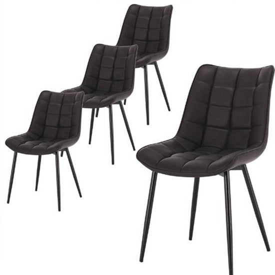 Set di 4 sedie da pranzo in pelle - ergonometriche e stile - struttura robusta - design moderno - ideale per zona pranzo e salotto - antracite