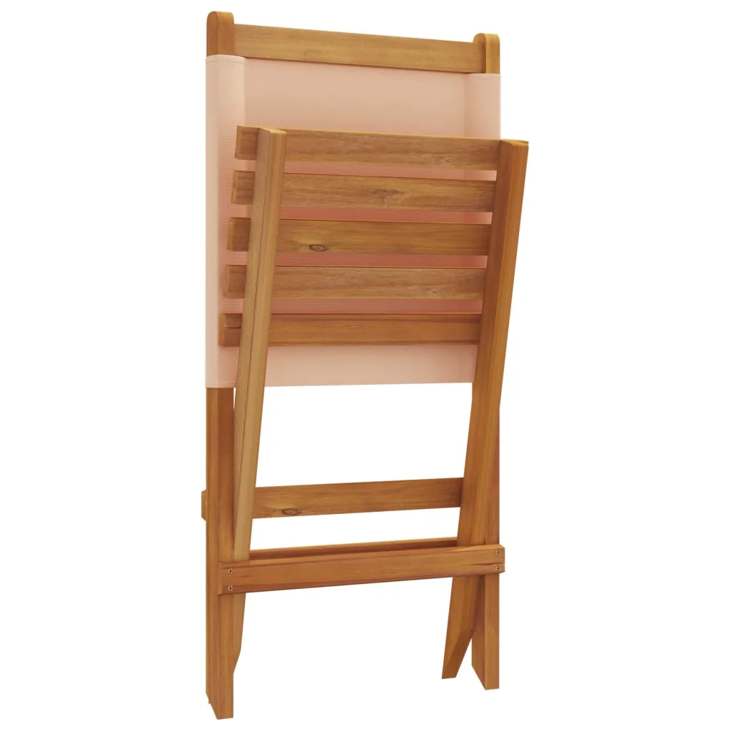 Sedie da Giardino Pieghevoli 8pz Beige Tessuto e Legno Massello 3214648