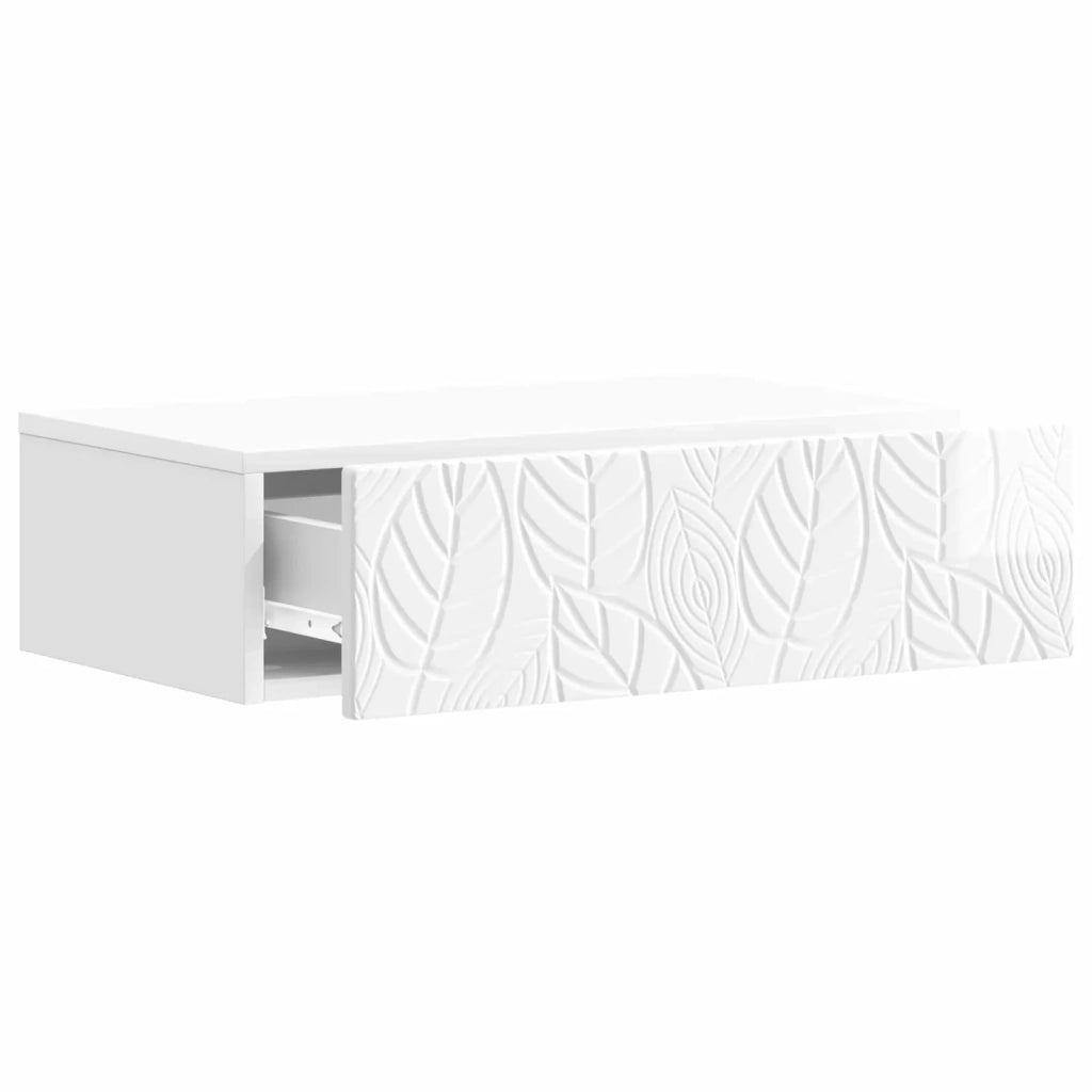 Tavolino da Parete Laterale Bianco Lucido 87,5 x 34,5 x 17 cm 898839