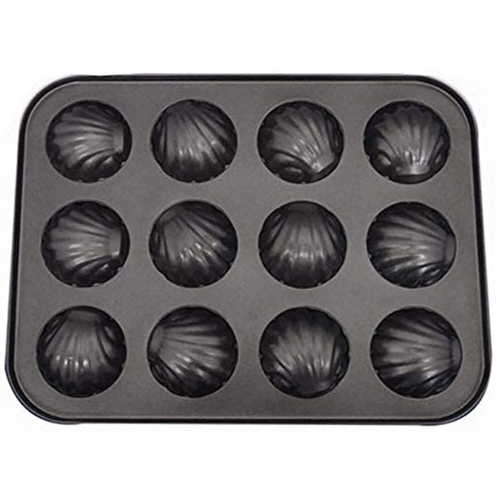 Trade Shop - Stampo Teglia Vassoio Antiaderente 12 Muffin Cupcake Dolci Conchiglie -