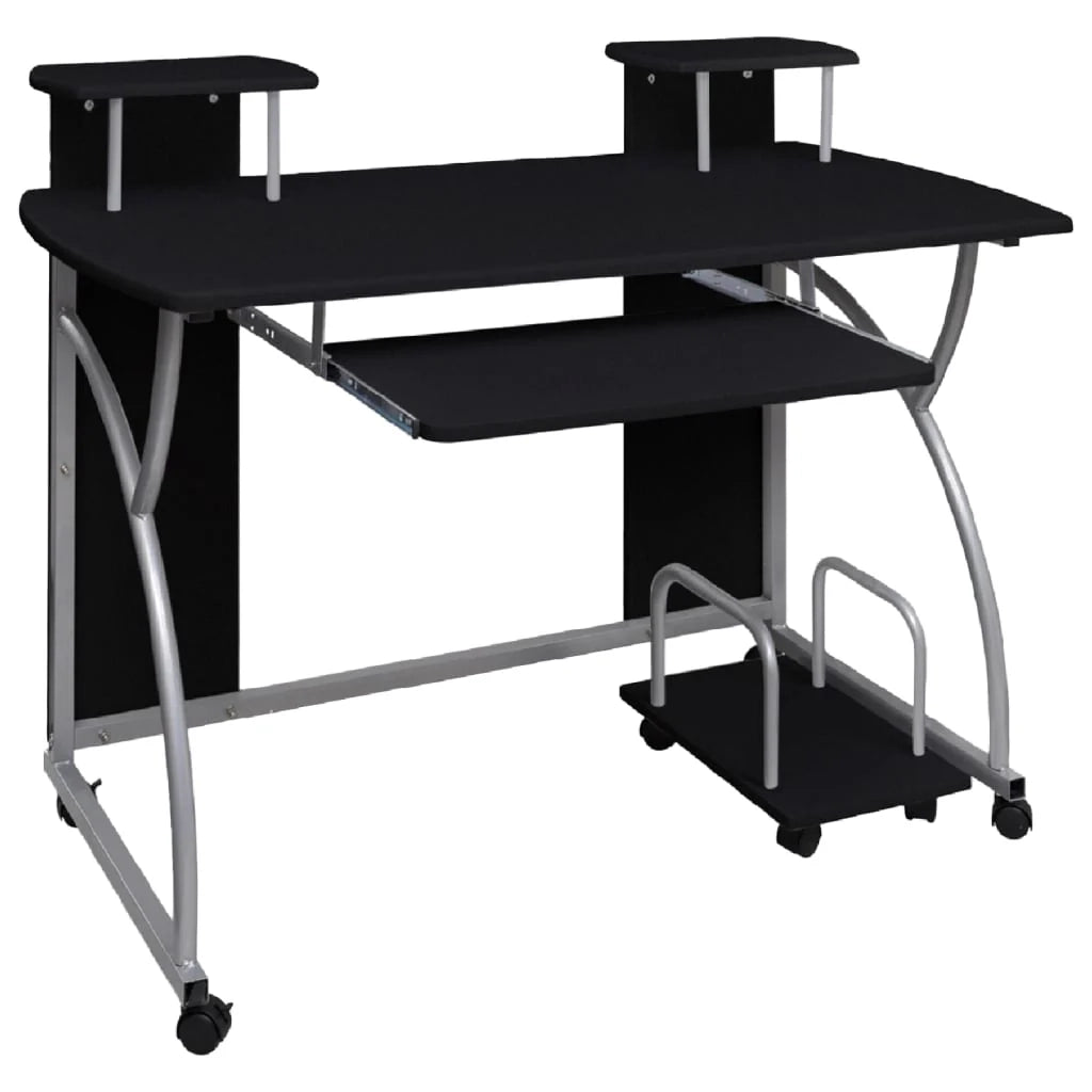 Scrivania per computer postazione di lavoro mobile per computer studio per computer 110 x 52 x 88,5 cm legno ingegnerizzato nero 02_0023743