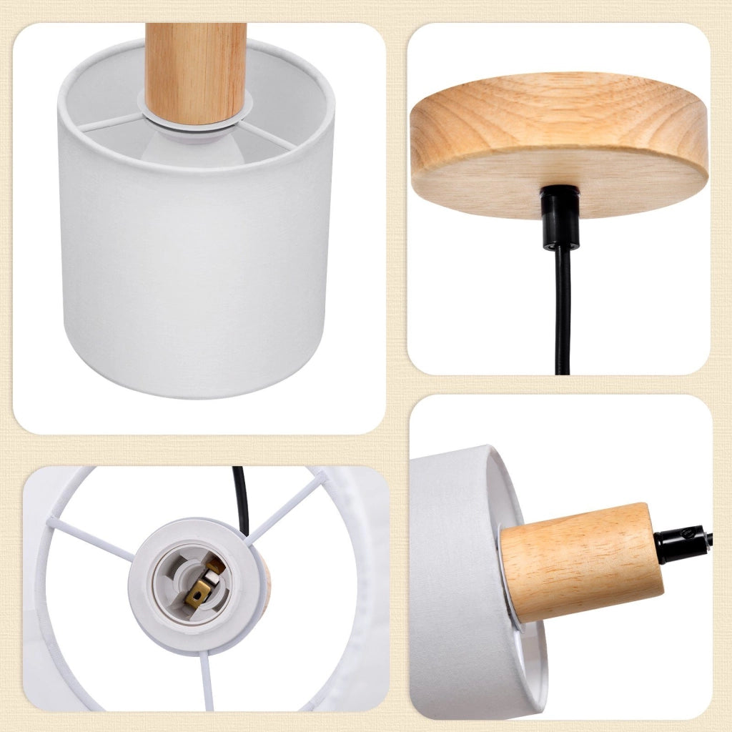 Lampada a sospensione ZMH legno bianco diametro 173 cm testa unica E14 stile vintage e country