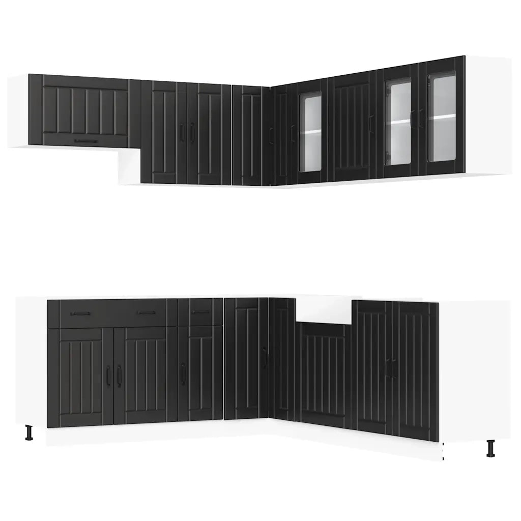 Set Mobili da Cucina 11 pz Lucca Neri Legno Multistrato