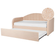 Letto a scomparsa Peach Pink Boucle EU Base a doghe singola Letto da giorno imbottito 90 x 200 cm Glamour Moderno Camera del bambino Camera degli ospiti