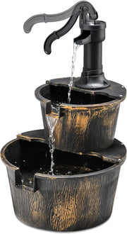Fontana Giardino a 2 Livelli, Fontana Acqua con Pompa Acqua Elettrica e Flusso Acqua Regolabile, Materiale PP Impermeabile, Decorazione Giardino per Esterni, Balcone, Terrazza