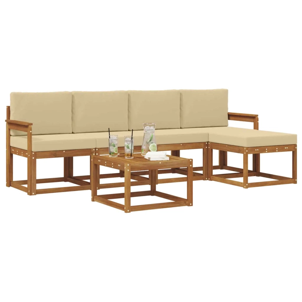 Set di divani da esterno con cuscino 6 pcs Naturale e Beige