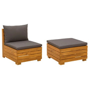 Set Lounge da Giardino | Set Salotto da Giardino 2 Pezzo Marrone Legno di Acacia Massello