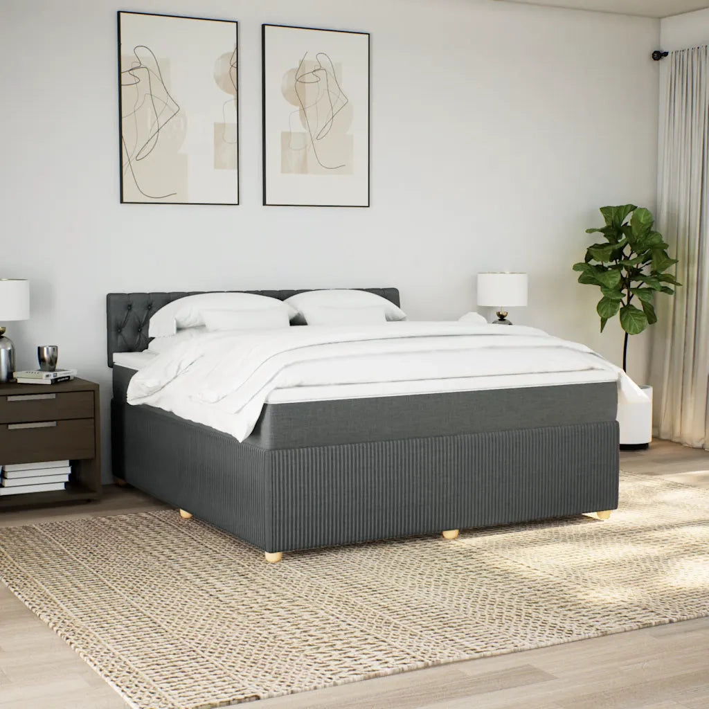 Giroletto a Molle con Materasso Grigio Scuro 180x200 cm Tessuto