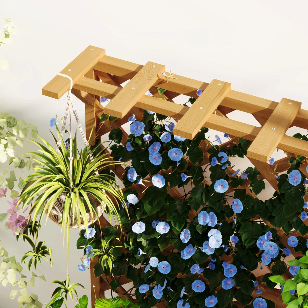 Letto per Orto Rialzato con Traliccio per Rampicanti e Pergola Superiore 64x33x122 cm in Legno di Abete