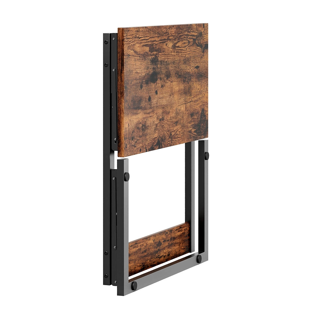 Tavolini pieghevoli a C - Xylo - 60x37x71 cm - Marrone - Struttura metallica piedi regolabili